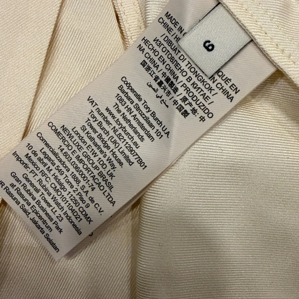 Tory Burch Silk Bow Blouse French Cream Sz 6 Removable Collar NWT‎